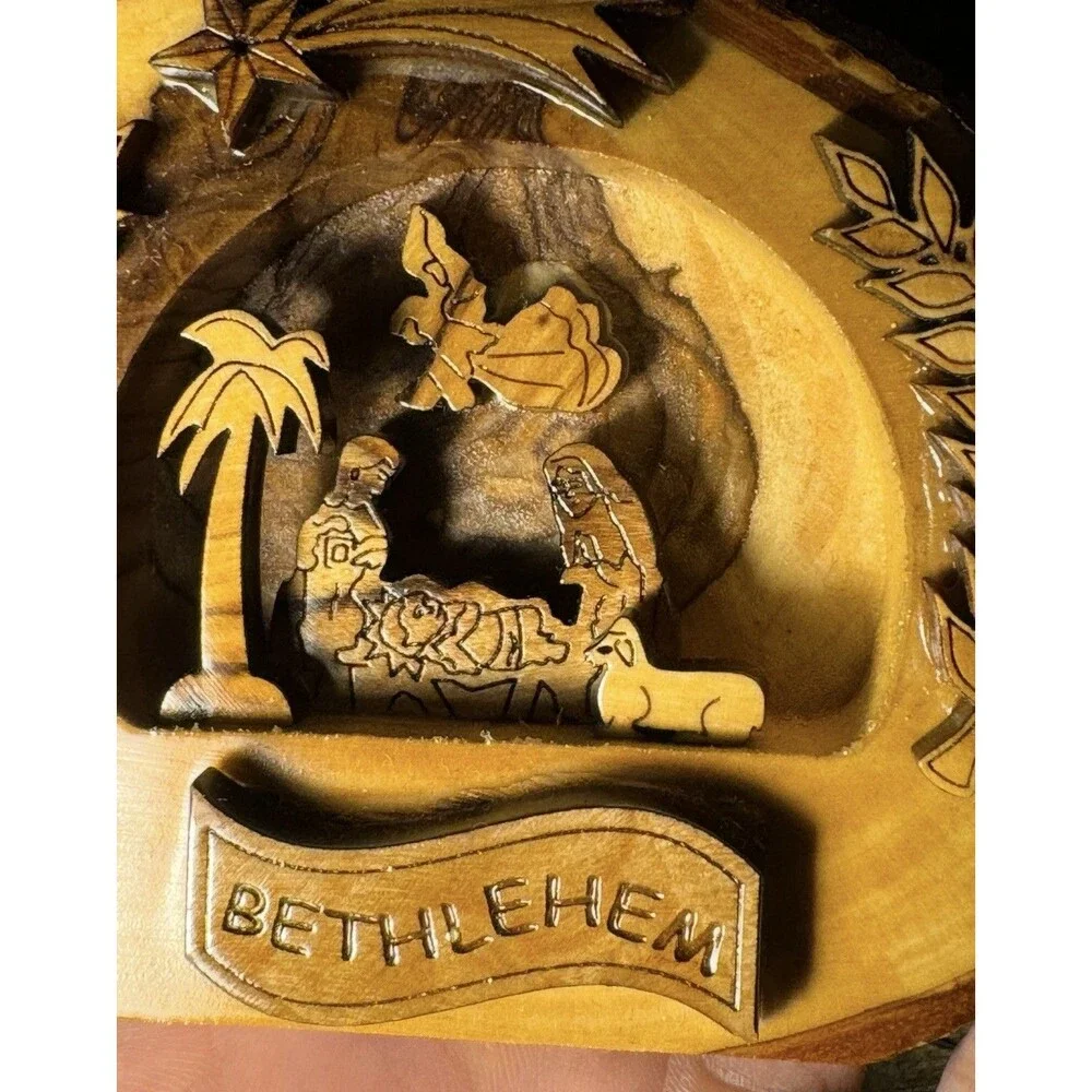 NEW Hand Carved Olivewood Bethlehem Nativity Scene from The Holy Land 3.5”